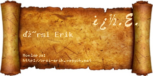 Örsi Erik névjegykártya