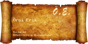 Örsi Erik névjegykártya